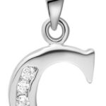 18K White Gold Plated Letter C Zirconia Stones Necklace M00916