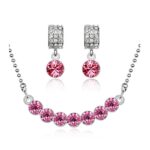 18K White Gold Plated Rhinestone Crystals Wedding Bridal Rose Jewellery Set M00766