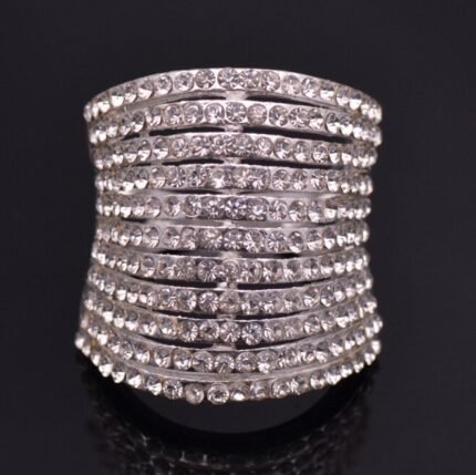18K White Gold Plated Rhinestones Ring M01371