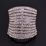 18K White Gold Plated Rhinestones Ring M01371
