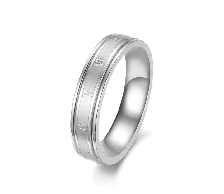 18K White Gold Plated Stainless Steel Ring M01268 1 18K White Gold Plated Stainless Steel Ring M01268