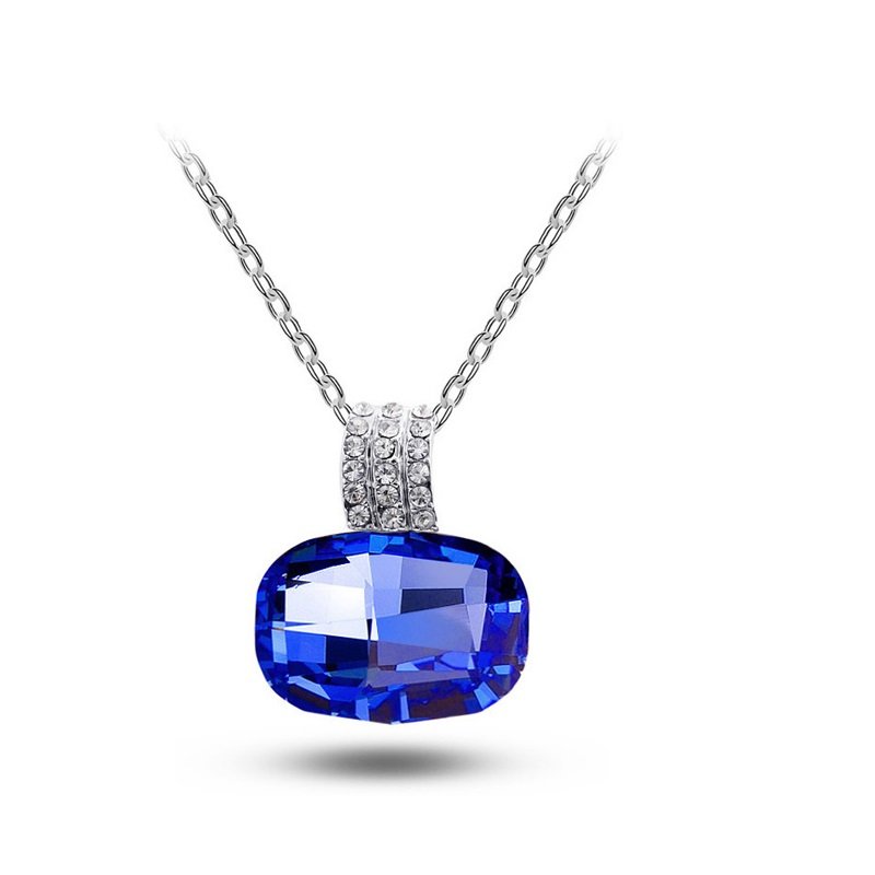 18K White Gold Plated Water Drop Austrian Crystal Bridal Blue Necklace M00756 1 18K White Gold Plated Water Drop Austrian Crystal Bridal Blue Necklace M00756