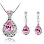 18K White Gold Plated Water Drop Austrian Crystal Bridal Rose Jewellery Set M00764