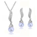 18K White Gold Plated William Kate Queen Wedding Pearl Jewellery Set M00314