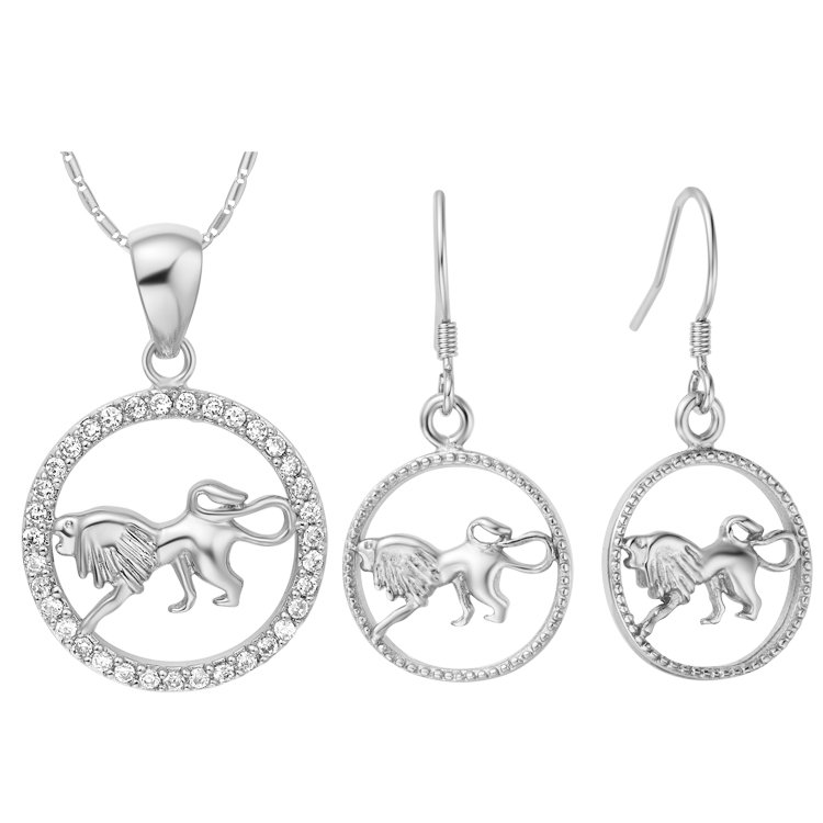 18K White Gold Plated Zircon Leo Constellation Jewelry Set T006 M01311