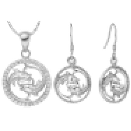 18K White Gold Plated Zircon Pisces Constellation Jewelry Set T012 M01317