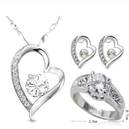 18K White Gold Plated Zircon Stones Jewelry Set M00312