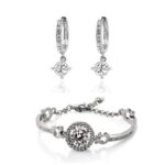18K White Gold Plated Zirconia Wedding Jewelry Set M00988