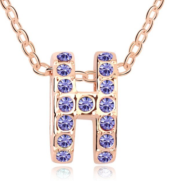 18K Gold Plated Austrian Crystal Purple Necklace M00602