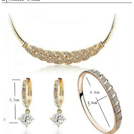 18K Gold Plated Swarovski Elements Gold Full Rhinestone Jewelry Set M00299