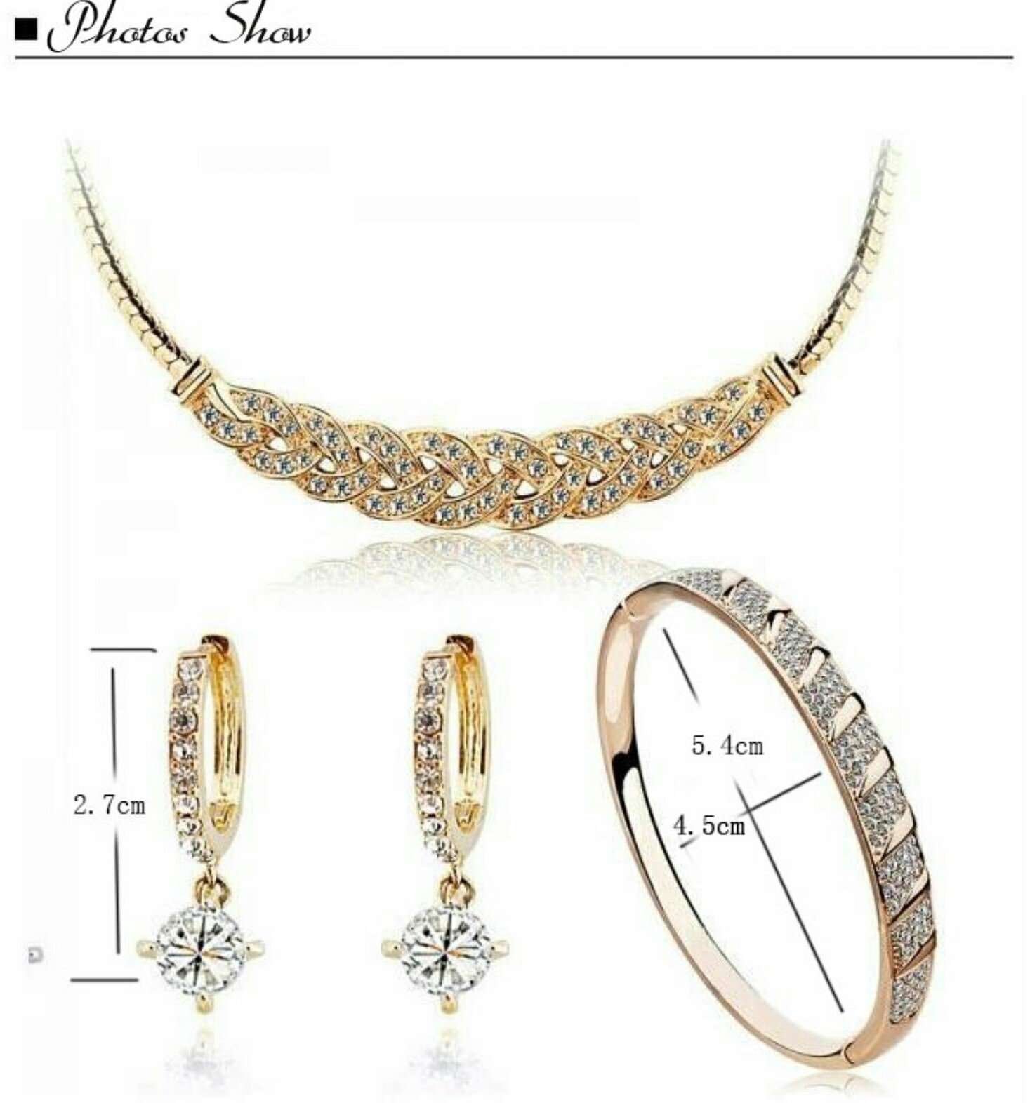 18K Gold Plated Swarovski Elements Gold Full Rhinestone Jewelry Set M00299