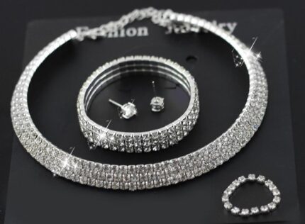 3 Layers Rhinestones Wedding Jewelry Set of 4 M00995