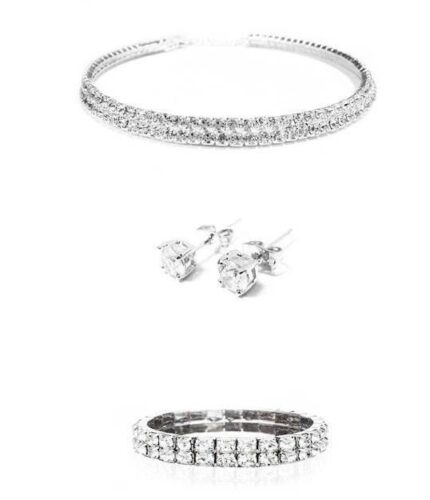 3 Layers Rhinestones Wedding Jewelry Set of 4 M00995