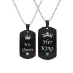 18K Gold IP Plated High Polished Couple Necklace M02007