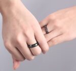 18K Gold IP Plated High Polished Couple Rings M01992