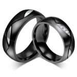 18K Gold IP Plated High Polished Couple Rings M02009