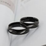 18K Gold IP Plated High Polished Couple Rings M02009