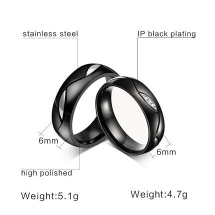 18K Gold IP Plated High Polished Couple Rings M02009