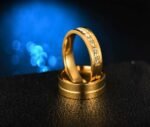 18K Gold Plated High Polished Couple Rings M01982