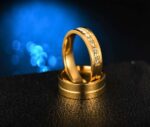 18K Gold Plated High Polished Couple Rings M01982