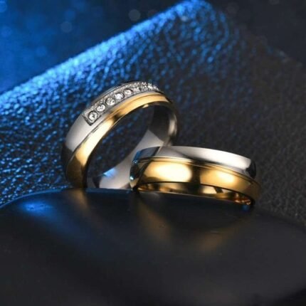 18K Gold Plated High Polished Couple Rings M01984