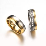 18K Gold Plated High Polished Couple Rings M01984