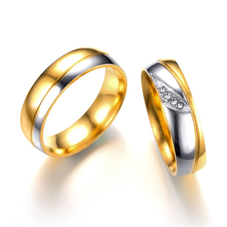 18K Gold Plated High Polished Couple Rings M01985 2 18K Gold Plated High Polished Couple Rings M01985