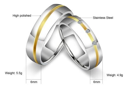 18K Gold Plated High Polished Couple Rings M01986