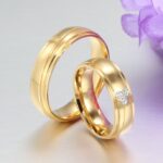 18K Gold Plated High Polished Couple Rings M01987