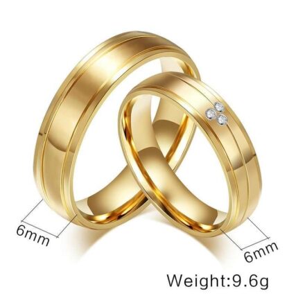 18K Gold Plated High Polished Couple Rings M01987