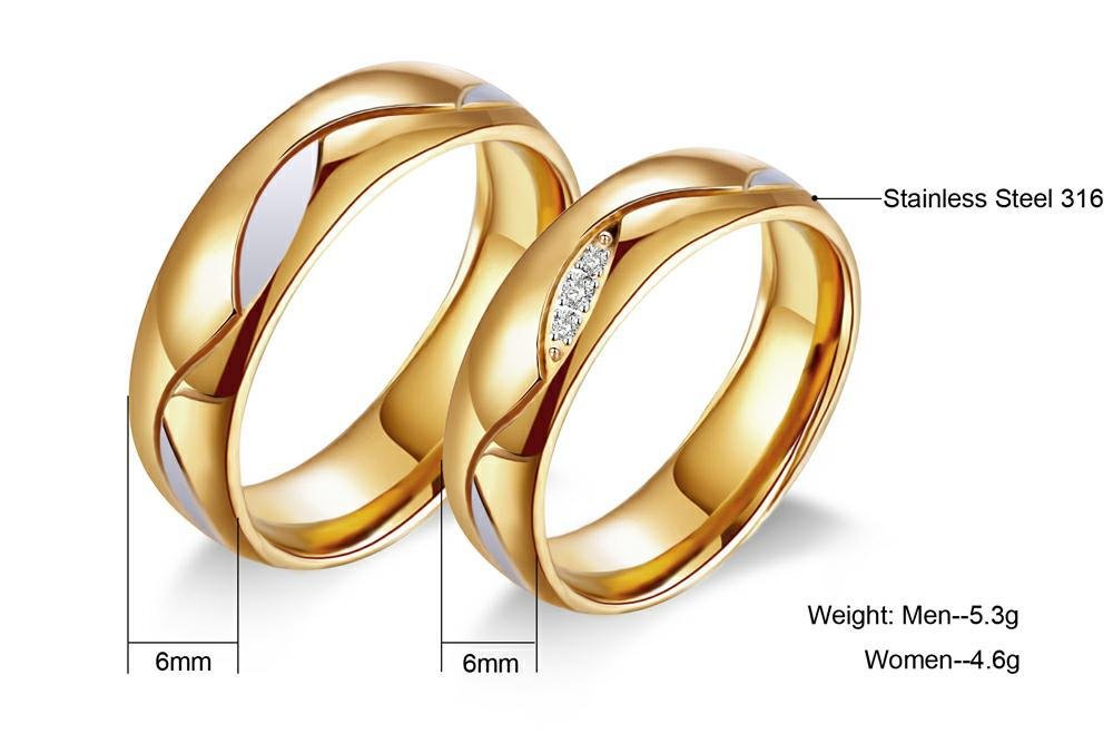 18K Gold Plated High Polished Couple Rings M01988 2 18K Gold Plated High Polished Couple Rings M01988
