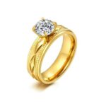 18K Gold Plated High Polished Couple Rings M01989