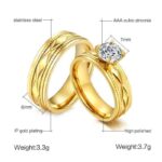 18K Gold Plated High Polished Couple Rings M01989