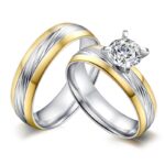 18K Gold Plated High Polished Couple Rings M01990