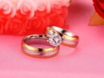 18K Gold Plated High Polished Couple Rings M01990