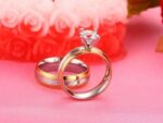 18K Gold Plated High Polished Couple Rings M01990