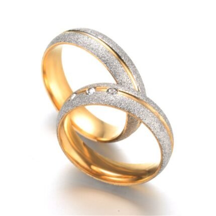 18K Gold Plated High Polished Couple Rings M01993