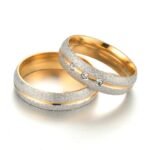 18K Gold Plated High Polished Couple Rings M01993