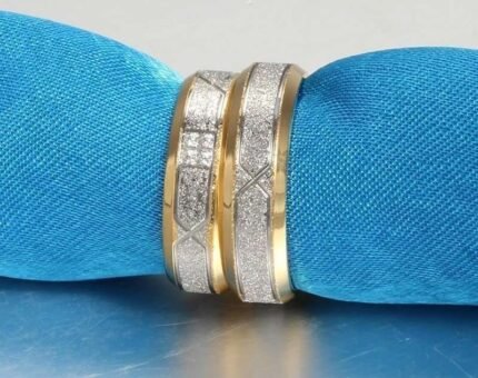 18K Gold Plated High Polished Couple Rings M02239