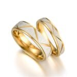 18K Gold Plated High Polished Couple Rings M02242