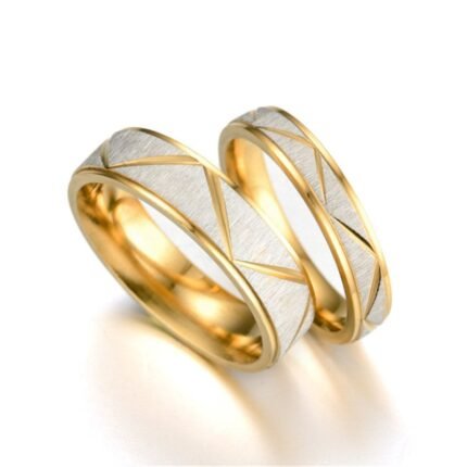 18K Gold Plated High Polished Couple Rings M02242