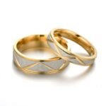 18K Gold Plated High Polished Couple Rings M02242