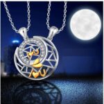 18K Gold Plated Moon and Star Couple Rhinestone Necklaces M01479