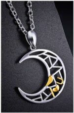 18K Gold Plated Moon and Star Couple Rhinestone Necklaces M01479