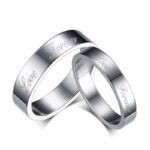 18K White Gold Plated High Polished Couple Rings M01991
