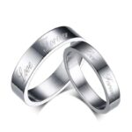 18K White Gold Plated High Polished Couple Rings M01991