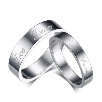 18K White Gold Plated High Polished Couple Rings M01991