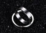 18K White Gold Plated High Polished Couple Rings M01991