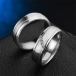 18K White Gold Plated High Polished Couple Rings M01994