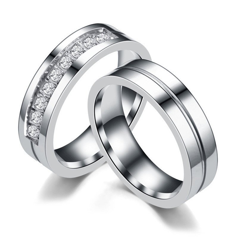 18K White Gold Plated High Polished Couple Rings M02008 1 18K White Gold Plated High Polished Couple Rings M02008